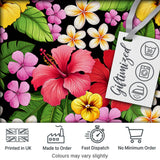 Tropical Hibiscus Flowers Plumeria Leaves Exotic Floral Seamless Pattern Digital Print Fabric by the Metre UK Sewing Quilting Textile