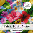 Tropical Hibiscus Flowers Plumeria Leaves Exotic Floral Blue  Seamless Pattern Digital Print Fabric by the Metre UK Sewing Quilting Textile