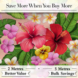 Tropical Hibiscus Flowers Plumeria Leaves Exotic Floral Beige  Seamless Pattern Digital Print Fabric by the Metre UK Sewing Quilting Textile