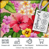 Tropical Hibiscus Flowers Plumeria Leaves Exotic Floral Beige  Seamless Pattern Digital Print Fabric by the Metre UK Sewing Quilting Textile