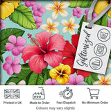 Tropical Hibiscus Flowers Plumeria Leaves Exotic Floral Mint  Seamless Pattern Digital Print Fabric by the Metre UK Sewing Quilting Textile
