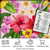 Hibiscus Flowers Plumeria Leaves Exotic Floral Soft Pink  Seamless Pattern Digital Print Fabric by the Metre UK Sewing Quilting Textile