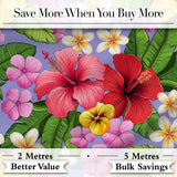 Hibiscus Flowers Plumeria Leaves Exotic Floral Lavender  Seamless Pattern Digital Print Fabric by the Metre UK Sewing Quilting Textile