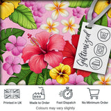 Hibiscus Flowers Plumeria Leaves Exotic Floral Blush Pink  Seamless Pattern Digital Print Fabric by the Metre UK Sewing Quilting Textile