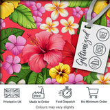 Tropical Hibiscus Flowers Plumeria Leaves Exotic Floral Red  Seamless Pattern Digital Print Fabric by the Metre UK Sewing Quilting Textile