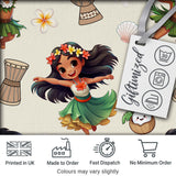 Cute Hawaiian Girl Hula Dance Coconut Shell Cream Background Seamless Pattern Digital Print Fabric by the Metre UK Sewing Quilting Textile