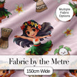Cute Hawaiian Girl Hula Dance Coconut Shell Pink Background Seamless Pattern Digital Print Fabric by the Metre UK Sewing Quilting Textile