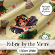 Cute Hawaiian Girl Hula Dance Coconut Shell Yellow Background Seamless Pattern Digital Print Fabric by the Metre UK Sewing Quilting Textile