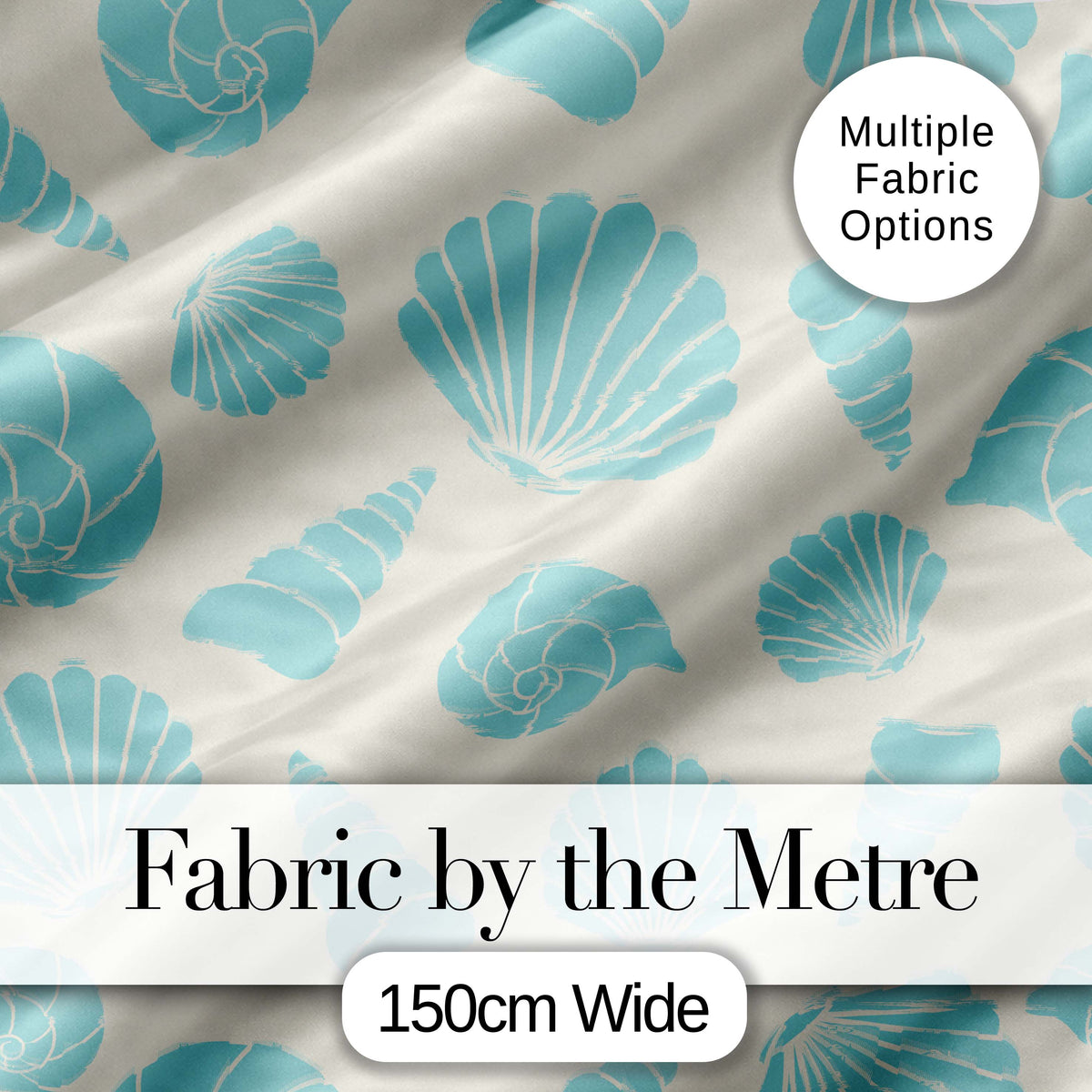 Minimal Seashell Pattern Blue Coastal Background Seamless Pattern Digital Print Fabric by the Metre UK Sewing Quilting Textile