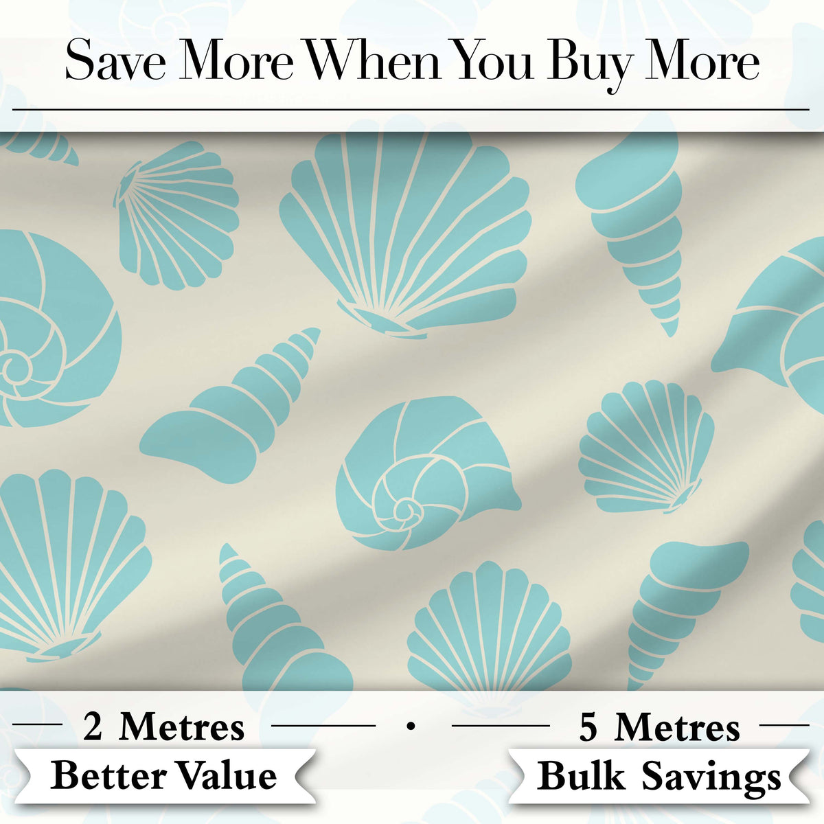 Minimal Seashell Pattern Blue Coastal Background Seamless Pattern Digital Print Fabric by the Metre UK Sewing Quilting Textile