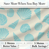 Minimal Seashell Pattern Blue Coastal Background Seamless Pattern Digital Print Fabric by the Metre UK Sewing Quilting Textile