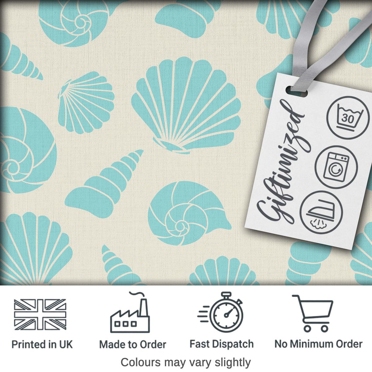 Minimal Seashell Pattern Blue Coastal Background Seamless Pattern Digital Print Fabric by the Metre UK Sewing Quilting Textile
