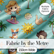 Cute Summer Beach Cartoon Kids Surf Pineapple Mint Background Seamless Pattern Digital Print Fabric by the Metre UK Sewing Quilting Textile