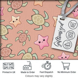 Cute Sea Turtle and Starfish Coral Background Seamless Pattern Digital Print Fabric by the Metre UK Sewing Quilting Textile