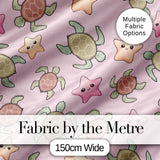 Cute Sea Turtle and Starfish Soft Pink Ocean Seamless Pattern Digital Print Fabric by the Metre UK Sewing Quilting Textile