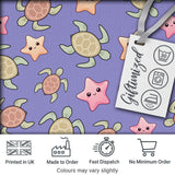 Cute Sea Turtle and Starfish Purple Ocean Seamless Pattern Digital Print Fabric by the Metre UK Sewing Quilting Textile
