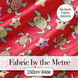 Cute Sea Turtle and Starfish Bright Red Ocean Seamless Pattern Digital Print Fabric by the Metre UK Sewing Quilting Textile