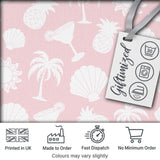 Tropical Beach  Soft Pastel Palm Pineapple Cocktail Shell Seamless Pattern Digital Print Fabric by the Metre UK Sewing Quilting Textile
