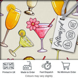 Colorful Cocktail Drinks Summer Party Seamless Pattern Digital Print Fabric by the Metre UK Sewing Quilting Textile