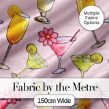 Colorful Cocktail Drinks Summer Party Seamless Pattern Digital Print Fabric by the Metre UK Sewing Quilting Textile