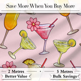 Colorful Cocktail Drinks Summer Party Seamless Pattern Digital Print Fabric by the Metre UK Sewing Quilting Textile