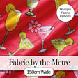 Colorful Cocktail Drinks Red Background Summer Party Seamless Pattern Digital Print Fabric by the Metre UK Sewing Quilting Textile