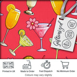 Colorful Cocktail Drinks Red Background Summer Party Seamless Pattern Digital Print Fabric by the Metre UK Sewing Quilting Textile