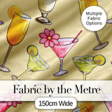 Colorful Cocktail Drinks Yellow Background Summer Party Seamless Pattern Digital Print Fabric by the Metre UK Sewing Quilting Textile