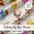 Cute Summer Dog Sunglasses Ice Cream Starfish Seamless Pattern Digital Print Fabric by the Metre UK Sewing Quilting Textile