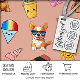 Cute Summer Dog Sunglasses Ice Cream Starfish Seamless Pattern Digital Print Fabric by the Metre UK Sewing Quilting Textile