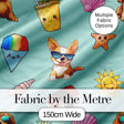 Cute Summer Dog Teal Background Ice Cream Starfish Seamless Pattern Digital Print Fabric by the Metre UK Sewing Quilting Textile