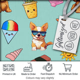 Cute Summer Dog Teal Background Ice Cream Starfish Seamless Pattern Digital Print Fabric by the Metre UK Sewing Quilting Textile