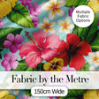 Tropical Hibiscus Flowers Mint Background Plumeria Leaves Seamless Pattern Digital Print Fabric by the Metre UK Sewing Quilting Textile