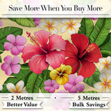 Tropical Hibiscus Flowers Cream Background Plumeria Leaves Seamless Pattern Digital Print Fabric by the Metre UK Sewing Quilting Textile