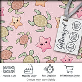 Cute Sea Turtles And Starfish Kawaii Pink Ocean Seamless Pattern Digital Print Fabric by the Metre UK Sewing Quilting Textile
