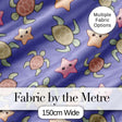 Cute Sea Turtles And Starfish Kawaii Purple Ocean Seamless Pattern Digital Print Fabric by the Metre UK Sewing Quilting Textile