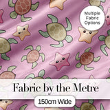 Cute Sea Turtles And Starfish Kawaii Soft Pink Ocean Seamless Pattern Digital Print Fabric by the Metre UK Sewing Quilting Textile