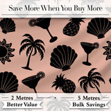 Tropical Beach  Pineapple Cocktail Shell Palm Peach Seamless Pattern Digital Print Fabric by the Metre UK Sewing Quilting Textile