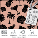 Tropical Beach  Pineapple Cocktail Shell Palm Peach Seamless Pattern Digital Print Fabric by the Metre UK Sewing Quilting Textile