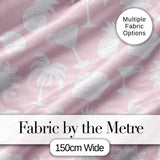 Tropical Beach  White On Soft Pink Summer Seamless Pattern Digital Print Fabric by the Metre UK Sewing Quilting Textile