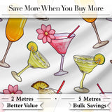 Colorful Cocktail Drinks Summer Party Seamless Pattern Digital Print Fabric by the Metre UK Sewing Quilting Textile