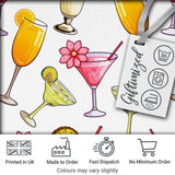 Colorful Cocktail Drinks Summer Party Seamless Pattern Digital Print Fabric by the Metre UK Sewing Quilting Textile