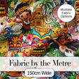 Hawaiian Luau Tropical Characters Fun Summer Seamless Pattern Digital Print Fabric by the Metre UK Sewing Quilting Textile