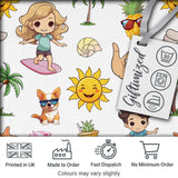 Cute Summer Beach Kids Fun Tropical Seamless Pattern Digital Print Fabric by the Metre UK Sewing Quilting Textile