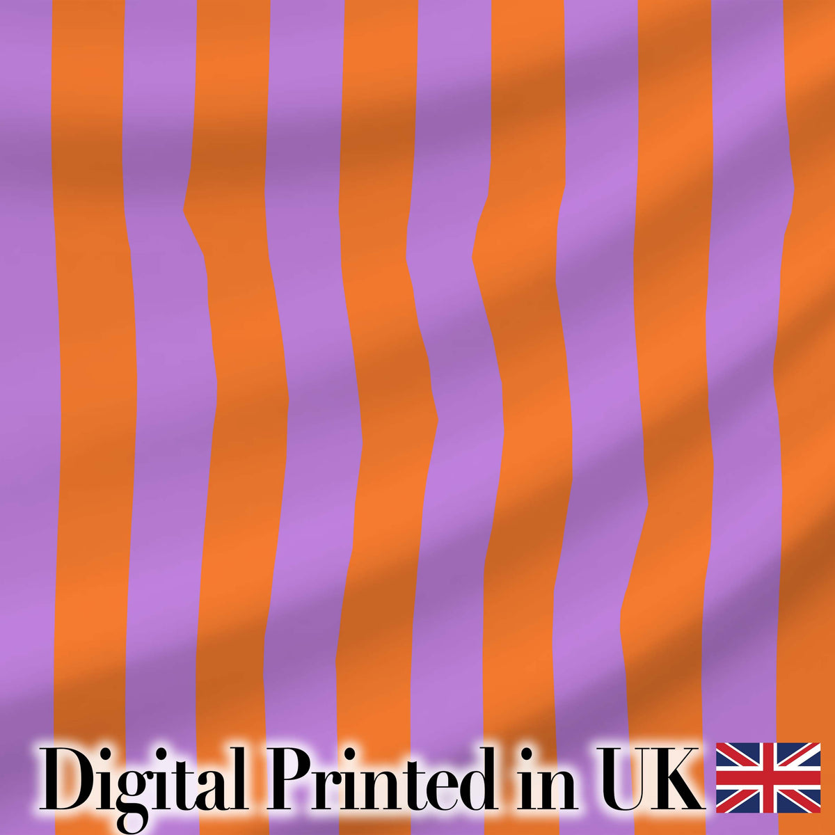 Abstract Wavy Orange and Purple Stripes Modern Seamless Pattern Digital Print Fabric by the Metre UK Sewing Quilting Textile