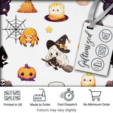 Cute Halloween Witch Pumpkin Candle and Spider Kawaii Seamless Pattern Digital Print Fabric by the Metre UK Sewing Quilting Textile