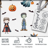 Cute Halloween Zombie Mummy Vampire and Bats Seamless Pattern Digital Print Fabric by the Metre UK Sewing Quilting Textile