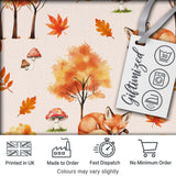 Cute Autumn Fox Leaves Mushrooms Watercolor Neutral Seamless Pattern Digital Print Fabric by the Metre UK Sewing Quilting Textile