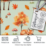 Cute Autumn Fox Leaves Mushrooms Watercolor Sage Green Seamless Pattern Digital Print Fabric by the Metre UK Sewing Quilting Textile
