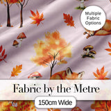 Cute Autumn Fox Leaves Mushrooms Watercolor Soft Pink Seamless Pattern Digital Print Fabric by the Metre UK Sewing Quilting Textile